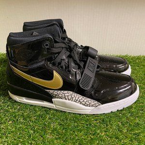 Nike Air Jordan Legacy 312 Patent Leather Black Gold AV3922-007 Men Size NEW